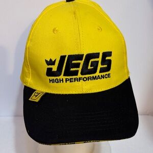 JEGS High Performance Yellow and Black baseball hat Cap Velcro strap OSFM NWT